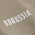 Felpa con cappuccio BVB color salvia da donna con la scritta “Borussia” bianca di alta qualità dall’effetto ricamato – ideale per i tifosi del Borussia Dortmund.
