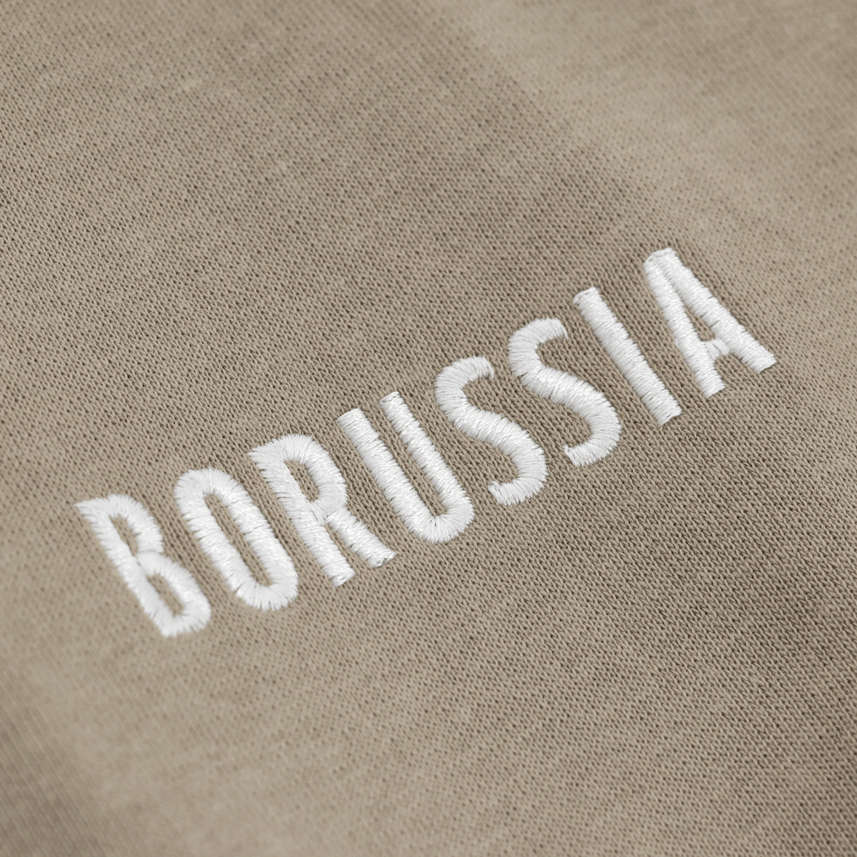 Felpa con cappuccio BVB color salvia da donna con la scritta “Borussia” bianca di alta qualità dall’effetto ricamato – ideale per i tifosi del Borussia Dortmund.