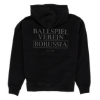 Felpa nera da donna del BVB con cappuccio e grande stampa sul retro “Ballspielverein Borussia, dal 1909”. Perfetta per i tifosi del Borussia Dortmund.