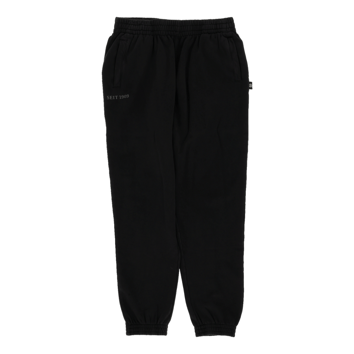 Schwarze BVB Sweatpants für Frauen mit elastischem Bund, Taschen und 'Seit 1909'-Aufschrift, ideal für Freizeit oder Sport.