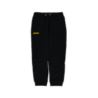 Pantalones de chándal negros del BVB «Urban 09» para niños, con cintura elástica y el logotipo amarillo del Borussia Dortmund, ideales para el tiempo libre y el deporte.