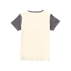 Rear view of the BVB Colorblock II T-shirt for kids, featuring contrasting black sleeves and a white body.