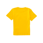 Rückansicht des gelben BVB-EMMA Kinder T-Shirts im schlichten Design, ideal für junge Fans von Borussia Dortmund
