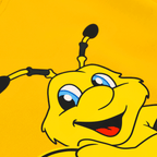 Gelbes BVB-Emma T-Shirt für Kinder mit fröhlichem Cartoon-Bild der Biene Emma, ideal für junge Fans von Borussia Dortmund.