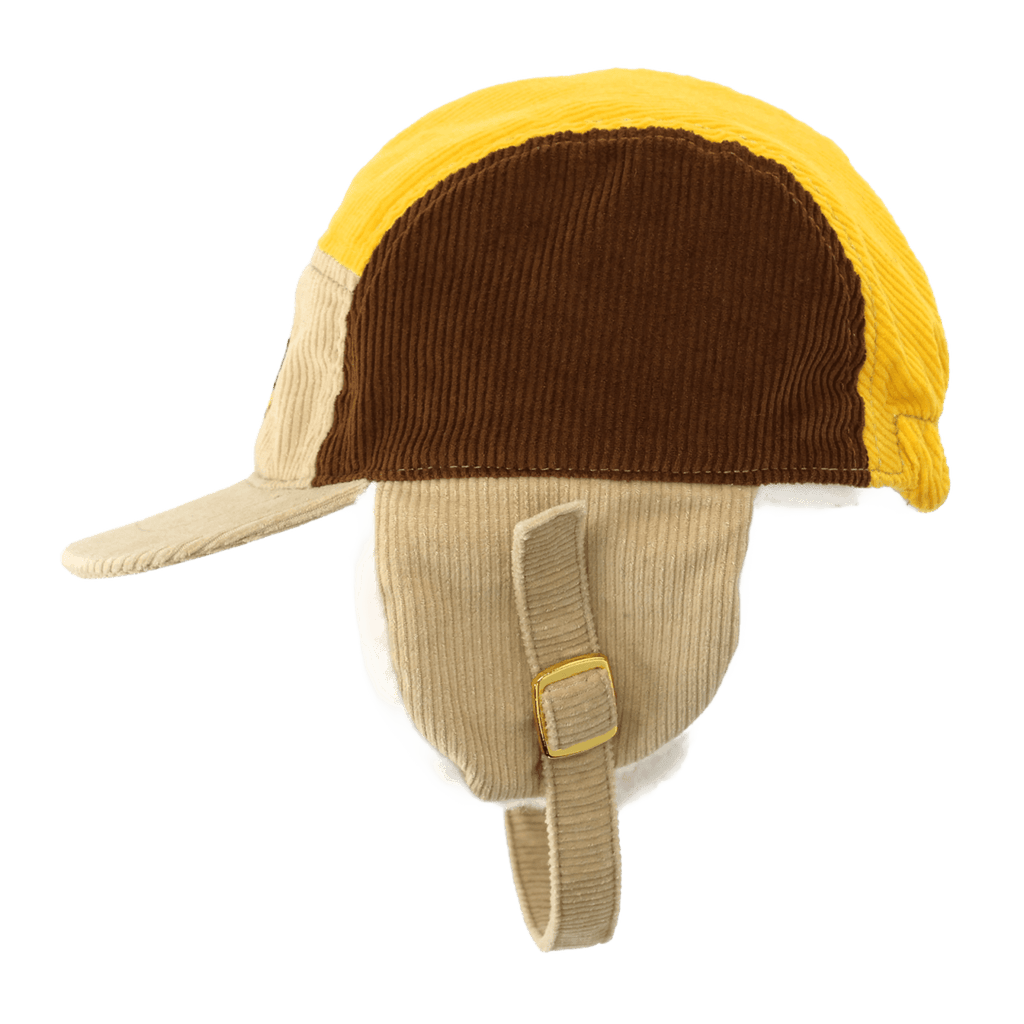 Black-and-yellow BVB hat for babies and toddlers featuring a color-block design, soft material, and practical ear flaps. Perfect for cold weather.