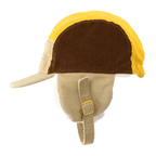 Black-and-yellow BVB hat for babies and toddlers featuring a color-block design, soft material, and practical ear flaps. Perfect for cold weather.
