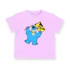 Maglietta del BVB ispirata a Sesame Street color lilla per neonati e bambini piccoli, con l’immagine del Cookie Monster che sventola una bandiera dei tifosi del BVB nei colori nero e giallo.