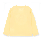Camiseta de manga larga amarilla del BVB para bebés y niños pequeños, vista desde atrás, ideal para los jóvenes aficionados del Borussia Dortmund.