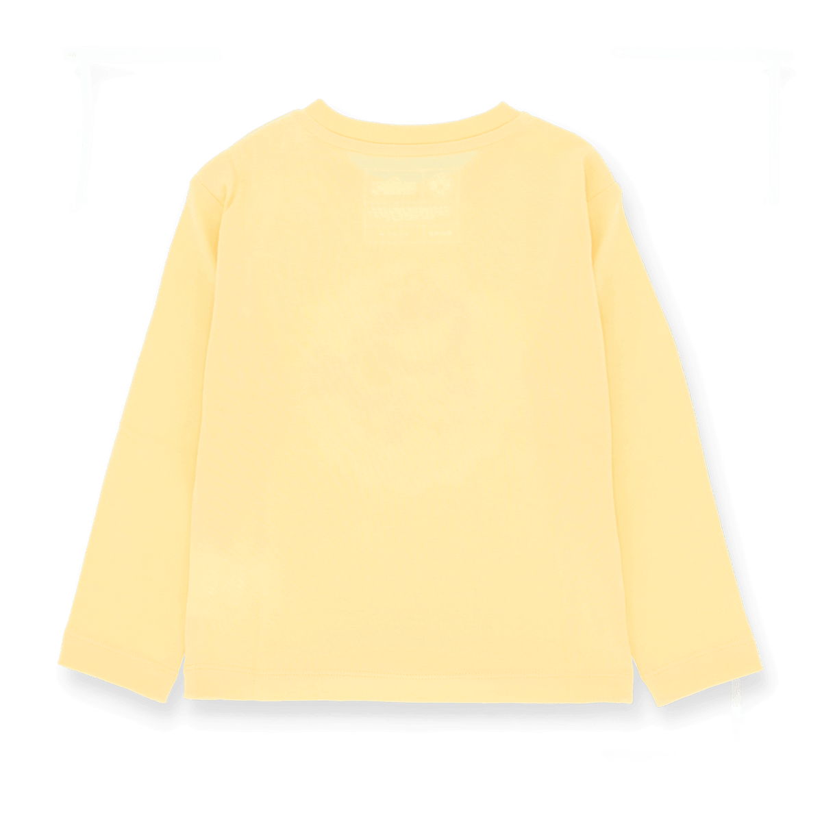 Camiseta de manga larga amarilla del BVB para bebés y niños pequeños, vista desde atrás, ideal para los jóvenes aficionados del Borussia Dortmund.