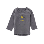 T-shirt à manches longues gris pour bébé du BVB, orné d'un imprimé jaune « 1909 » et d'une abeille, idéal pour les petits supporters du Borussia Dortmund.