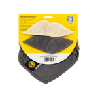 BVB terry cloth baby triangle scarf set in gray and beige—perfect as fan merchandise and a practical accessory for little ones.