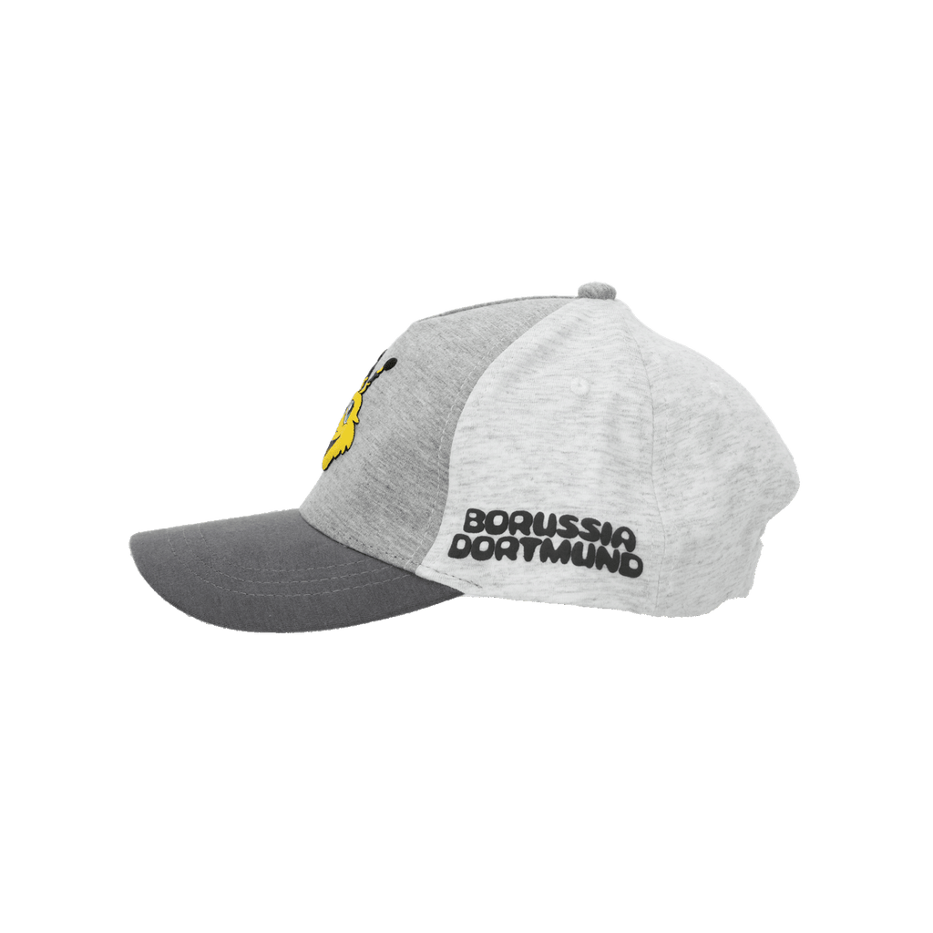 Casquette BVB gris-noir pour bébés et jeunes enfants, ornée d'un motif EMMA et du logo du Borussia Dortmund, un article de supporter idéal pour les tout-petits.