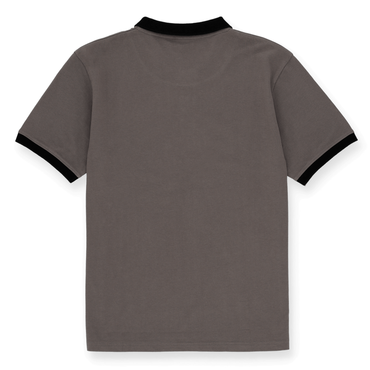 Rear view of a black-and-gray BVB polo shirt from the BVB Polo CL 2025 collection, featuring a black collar and cuffs.