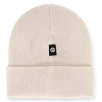 Beige BVB Aerial Beanie aus weichem Strickmaterial mit schwarzem BVB 09 Logo auf der Vorderseite, ideal für kalte Tage und als stylisches Accessoire für Fans.