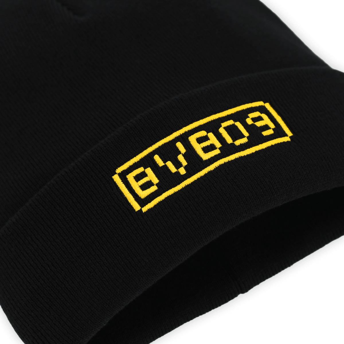 Schwarze BVB Gaming Beanie für Kinder mit gelbem BVB 09-Logo, stylisches Accessoire für Fans.