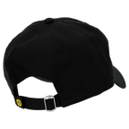 Schwarze BVB-Cap von New Era im 9Twenty College-Stil aus Baumwollmaterial, mit verstellbarem Riemen und gelbem BVB-Logo auf der Rückseite.