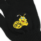 Guanti da bambino neri del BVB con motivo EMMA ricamato e stemma giallo del Borussia Dortmund, ideali per i tifosi nero-gialli in inverno.