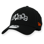 Black New Era BVB 9Forty cap from the Heat 2025 collection, featuring an embossed silver BVB 09 logo and orange embroidery on the side.