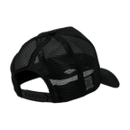 Rückansicht der BVB New Era Trucker Cap Essentials in Schwarz mit Netzstoff und verstellbarem Verschluss.
