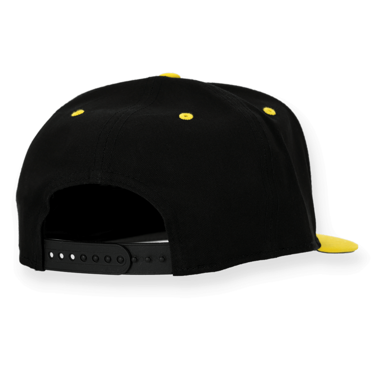 Die Rückansicht der schwarzgelben BVB-Snapback-Cap von New Era mit individuell verstellbarem Snap-Verschluss.