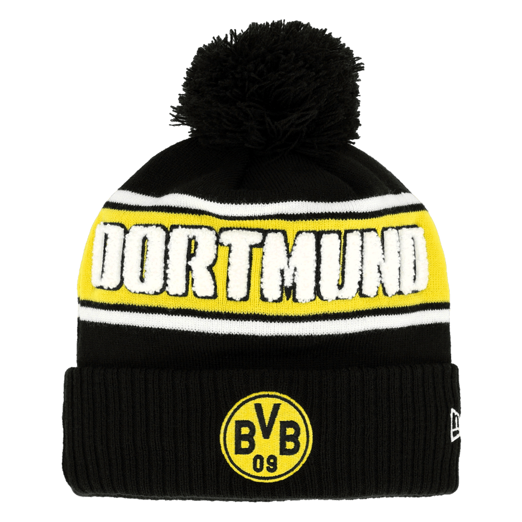 Cappellino con pompon nero e giallo del BVB di New Era, con una grande scritta “Dortmund” e il logo BVB 09 sul davanti. Perfetto per i tifosi del Borussia Dortmund.