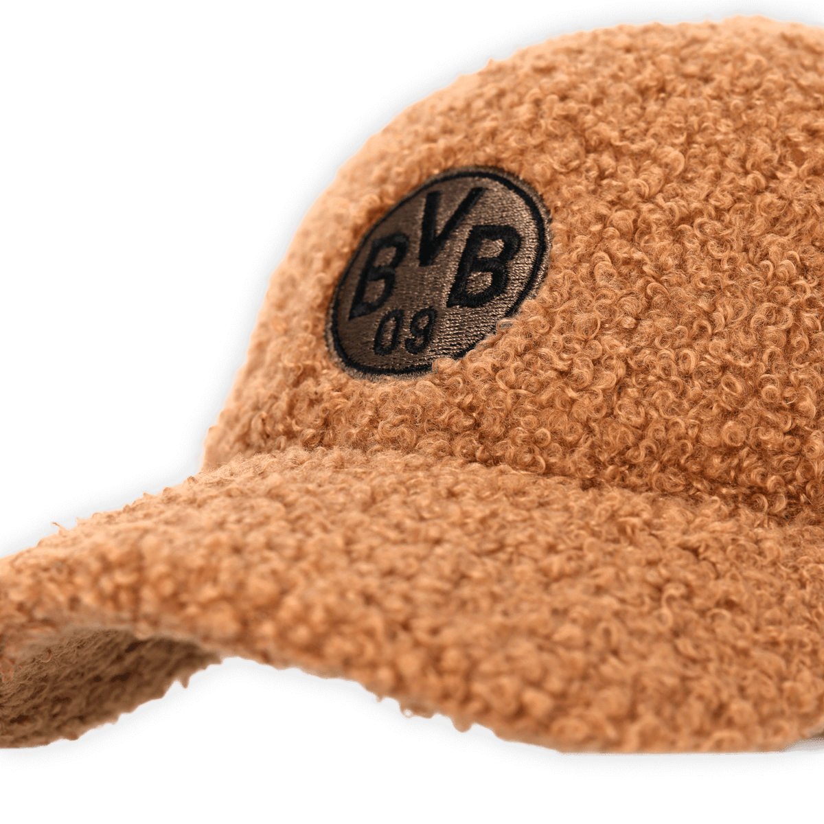 Casquette pour enfants au motif « nounours » marron, ornée du logo BVB 09 brodé, idéale comme article de fan stylé du Borussia Dortmund.