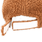 Casquette pour enfant BVB douillette, de couleur marron, en peluche, dotée d'une fermeture velcro pratique, idéale pour les journées plus fraîches.