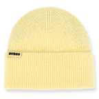 Cappellino del BVB giallo pastello in maglia, con orlo risvoltato ed etichetta BVB09, per i tifosi del Borussia Dortmund.