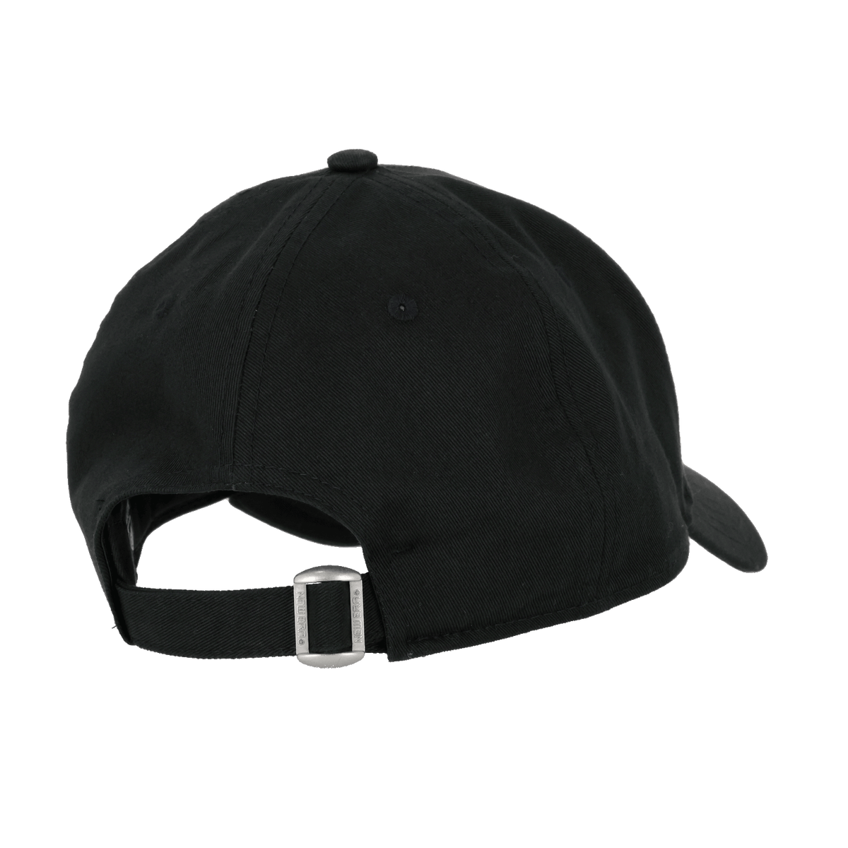 Rear view of the black BVB New Era 9Forty cap with an adjustable metal clasp—a stylish accessory for Borussia Dortmund fans