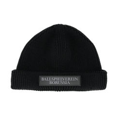 Bonnet Fisher noir orné de l'inscription « Ballspielverein Borussia » sur le devant, idéal comme accessoire pour les supporters du Borussia Dortmund.