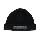 Schwarze Fisherbeanie mit Ballspielverein Borussia Schriftzug auf der Vorderseite, ideal als Accessoire für Fans von Borussia Dortmund.