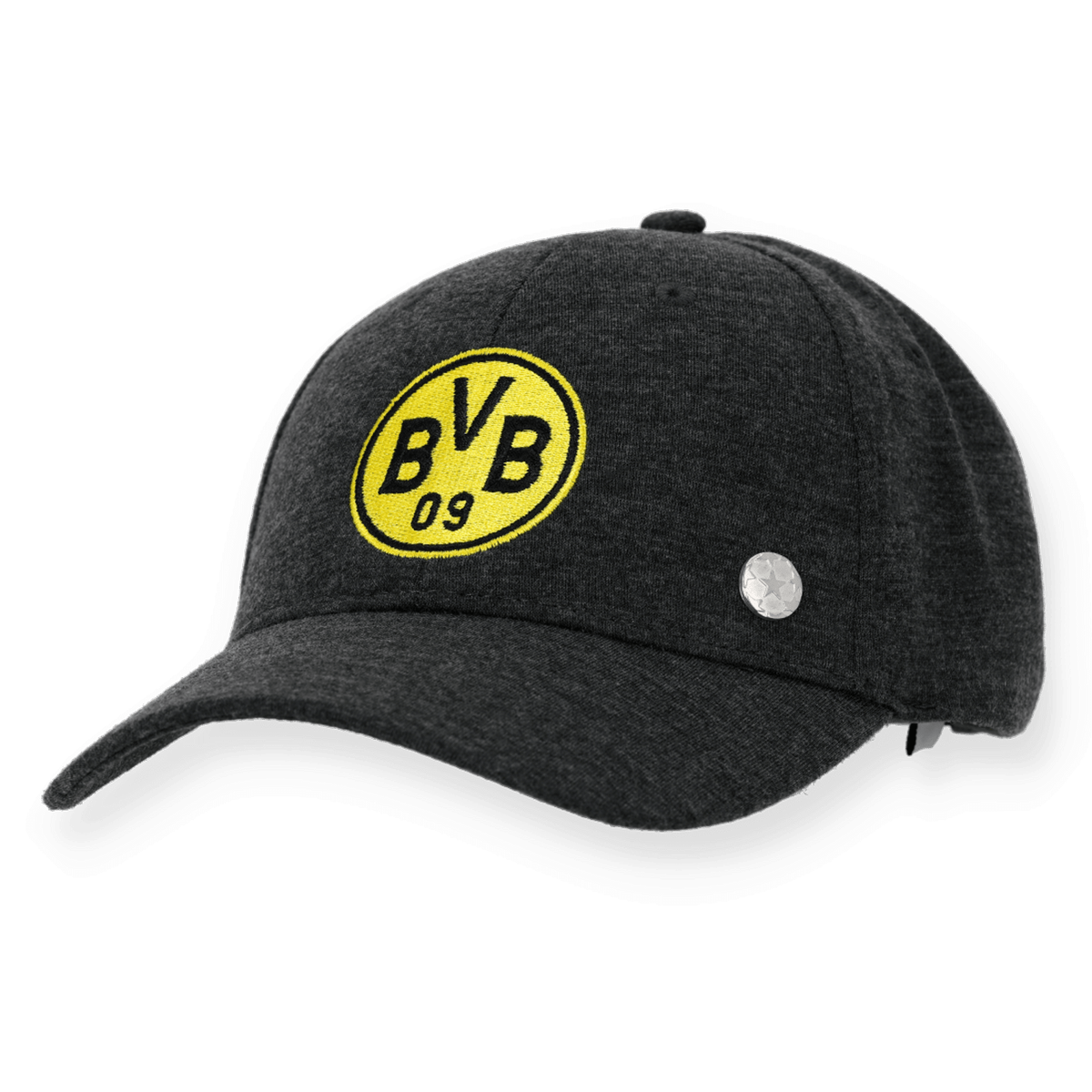 这款黑色多特蒙德（BVB）棒球帽正面印有黄色“BVB-09”标志，设计简约，是多特蒙德球迷的理想之选。
