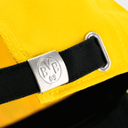 Yellow BVB cap with a black band and silver logo detail—the perfect accessory for Borussia Dortmund fans.