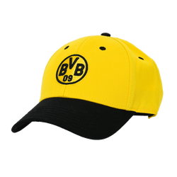 Gorra del BVB en negro y amarillo con el logotipo del BVB bordado en la parte delantera y visera negra, perfecta como artículo para aficionados y como complemento.