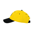 Kids' cap in black and yellow with a curved black brim and the iconic BVB logo on the side. Conveniently adjustable in the back, perfect for young fans.