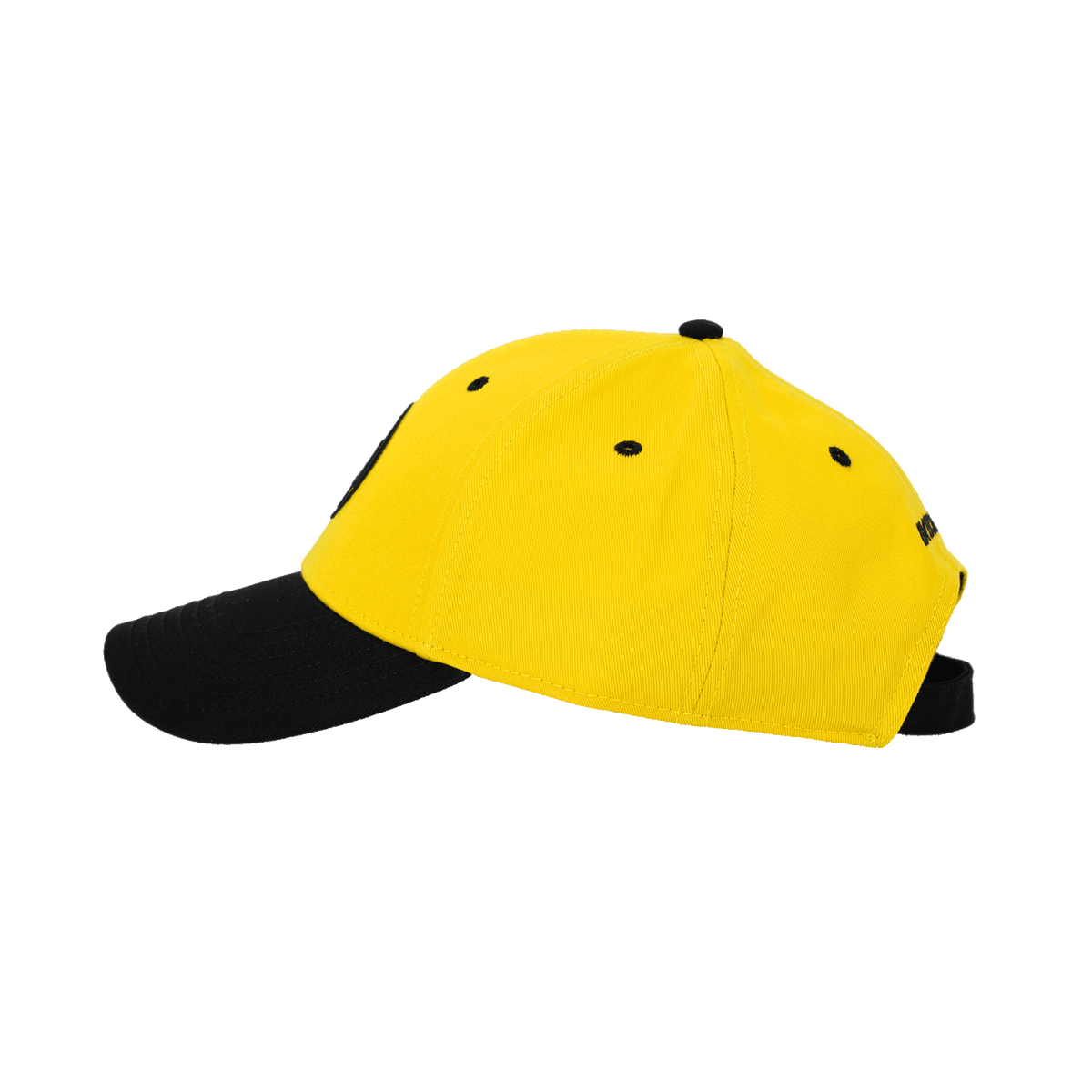 Kids' cap in black and yellow with a curved black brim and the iconic BVB logo on the side. Conveniently adjustable in the back, perfect for young fans.