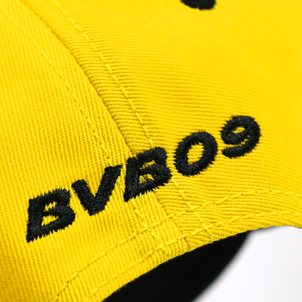Yellow Borussia Dortmund kids' cap with the BVB 09 logo in black.