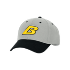 Cappellino grigio da bambino dei tifosi del Borussia Dortmund con visiera nera e ricamo giallo con la lettera “B” sul davanti.