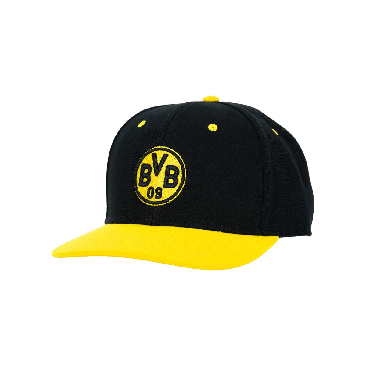 经典的黑黄配色多特蒙德（BVB）Snapback棒球帽，配有醒目的BVB标志，专为年轻球迷设计，是多特蒙德球迷的完美配饰。