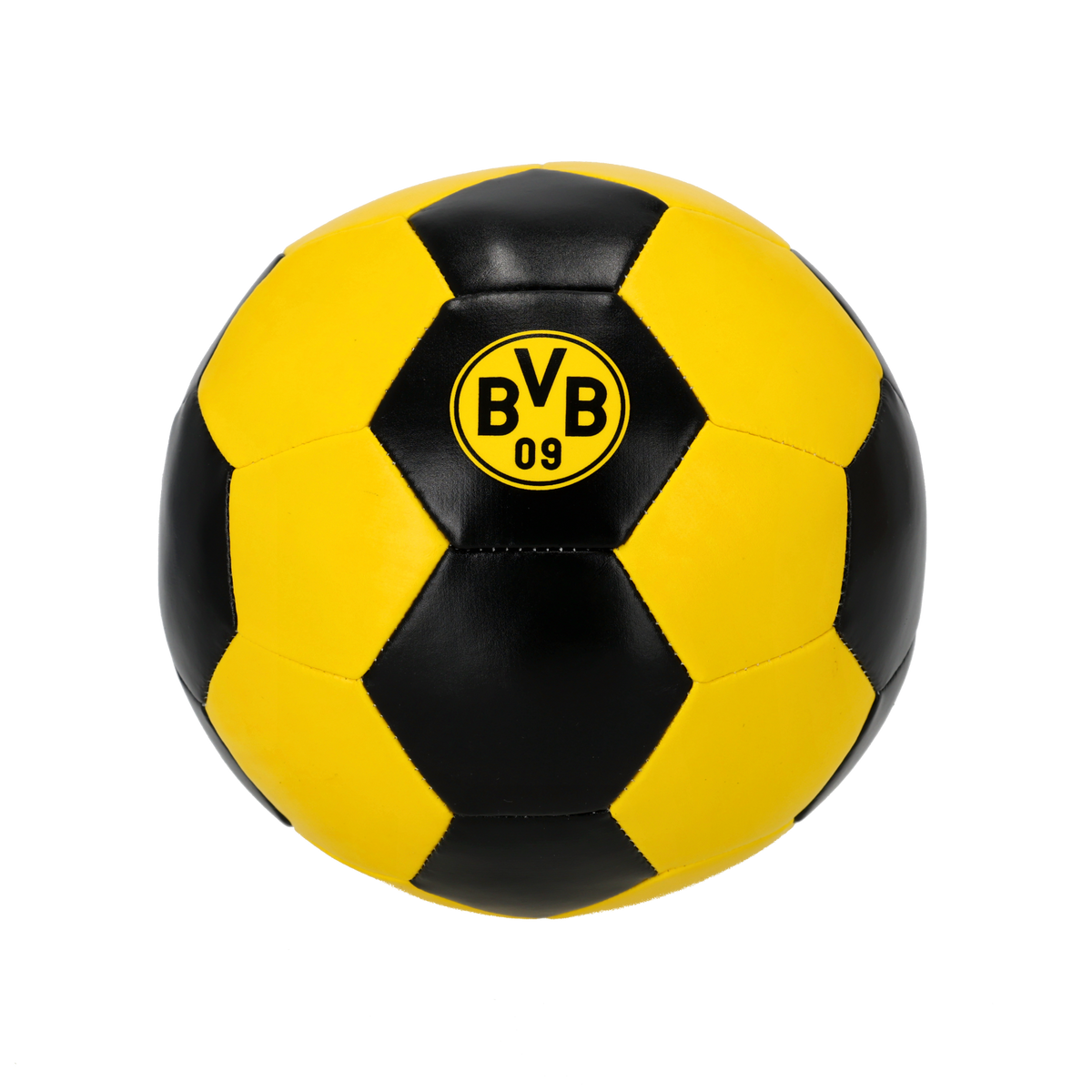 Pelota blanda del BVB en colores negro y amarillo con el logotipo del BVB 09, ideal como artículo para aficionados o como regalo.