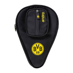 Andro品牌黑色多特蒙德（BVB）乒乓球拍套，配有醒目的黄色BVB标志和小型拉链口袋。是多特蒙德球迷的理想之选。