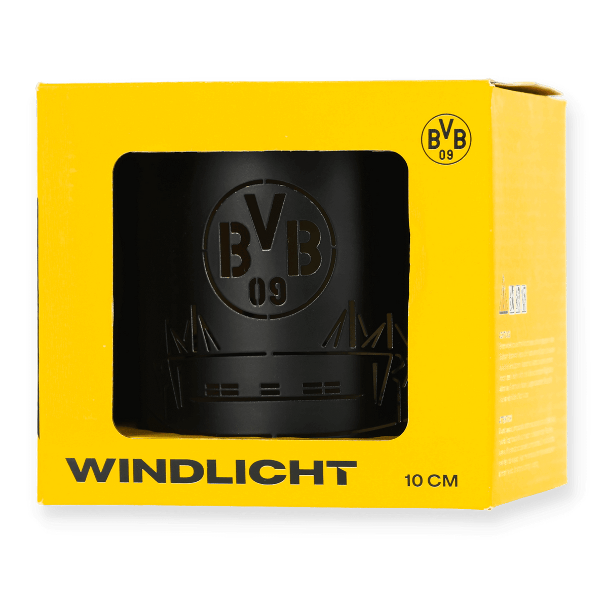 黑色多特蒙德（BVB）风灯，饰有西格纳尔·伊杜纳公园（SIGNAL IDUNA PARK）精致的天际线图案及多特蒙德队徽，采用黄色纸盒包装。是球迷的完美配饰。