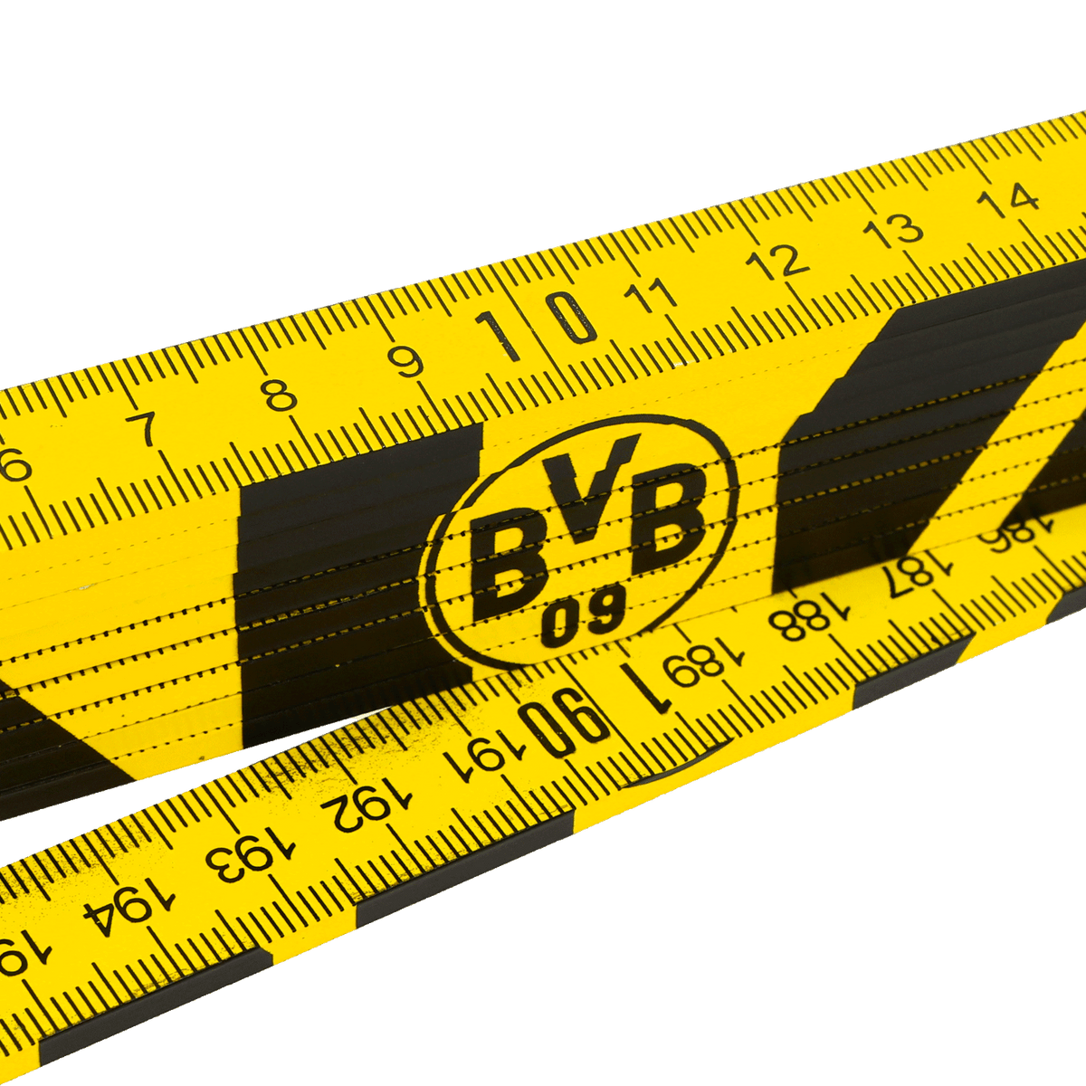 Metro pieghevole nero e giallo con il logo del BVB e la scritta “09”, articolo per tifosi del Borussia Dortmund, apribile e dal design classico.