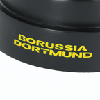 Black BVB dream ball with yellow "Borussia Dortmund" lettering, perfect as a fan item or decoration.