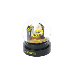 Bola de nieve del BVB en negro y amarillo con motivo navideño, bola de nieve del Borussia Dortmund con inscripción en la base, ideal como decoración o artículo para aficionados.
