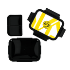 Lunchbox in a black-and-yellow design featuring the BVB 09 logo, perfect for Borussia Dortmund fans.