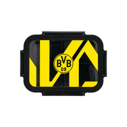 这款黑色和黄色相间的便当盒印有多特蒙德（BVB）队徽，正面设计醒目，是多特蒙德球迷的理想之选。