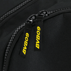 Sac à dos noir du BVB orné du logo jaune « BVB09 » sur les fermetures éclair, idéal pour les supporters du Borussia Dortmund.
