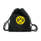 Sac de sport noir orné d'un grand logo BVB jaune et de l'inscription « BVB 09 », idéal pour les supporters du Borussia Dortmund.