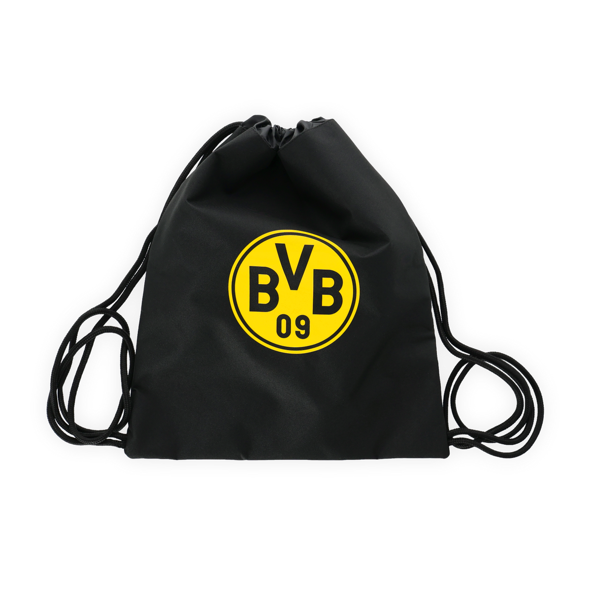 Sac de sport noir orné d'un grand logo BVB jaune et de l'inscription « BVB 09 », idéal pour les supporters du Borussia Dortmund.